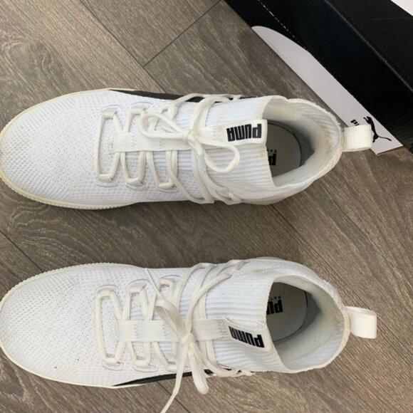 Puma Clyde Court GW Jr Running Shoes Knit Sneakers White Black Size 6.5 - Picture 9 of 14